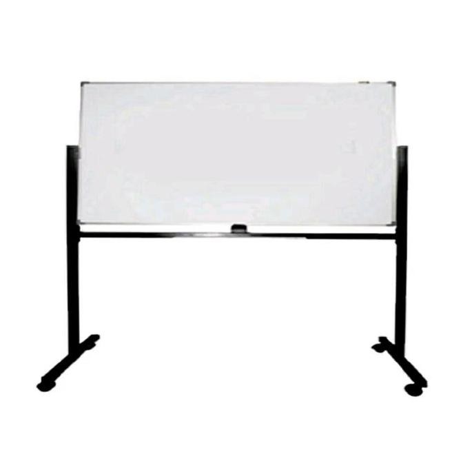 Terbaik Whiteboard / White Board / Papan Tulis Magnet Double Face ( Bolak Balik ) 90X120 + Stand 100