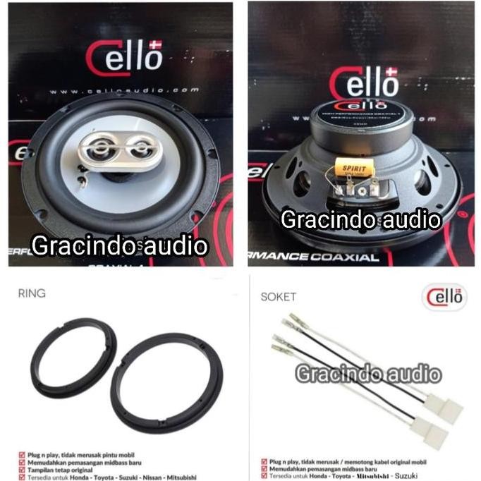 Speaker Coaxial 3way Cello + Ring + Kabel Soket PNP Suzuki Ertiga