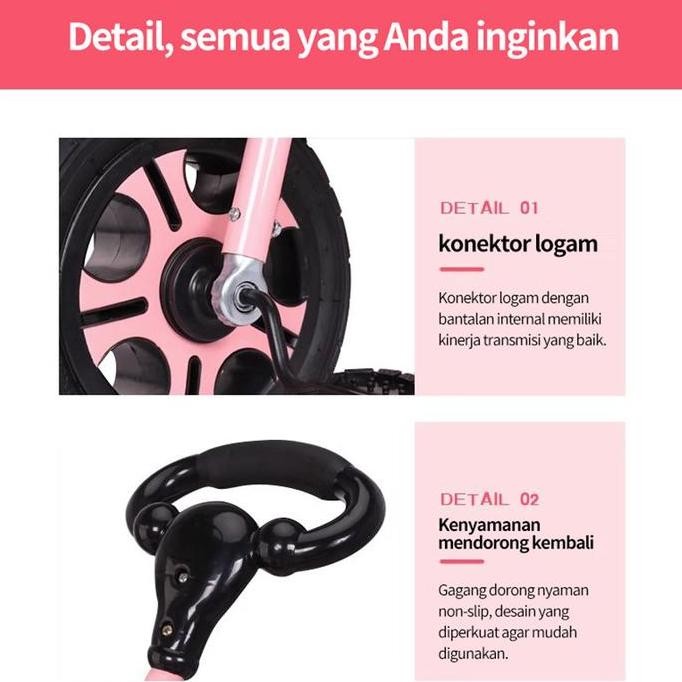 PROMO DISKON - Hapyee  Kids Sepeda Roda Tiga Lipat Multifungsi Sepeda Anak Laki Laki Tricycle Exotic