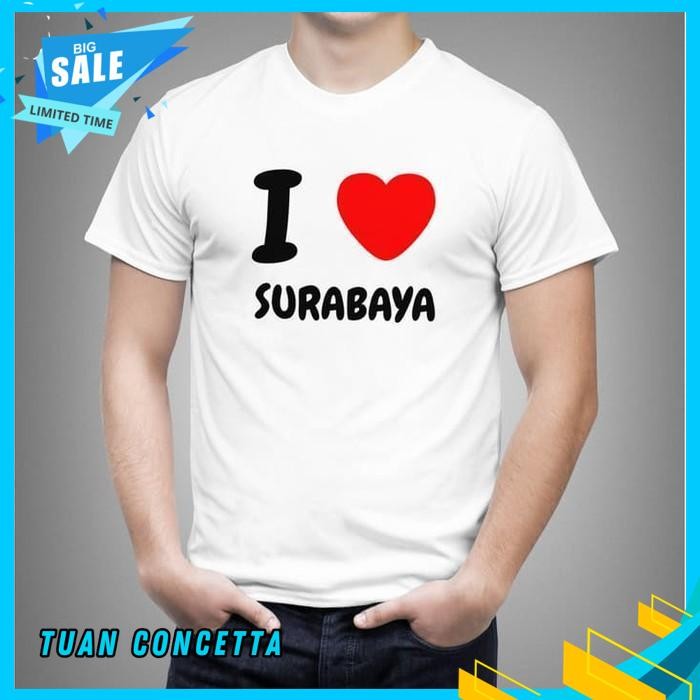 KAOS TSHIRT BAJU OBRAL MURAH COMBED 30S DISTRO I LOVE SURABAYA JAWA POLOS CUSTOM AKU CINTA INDONESIA