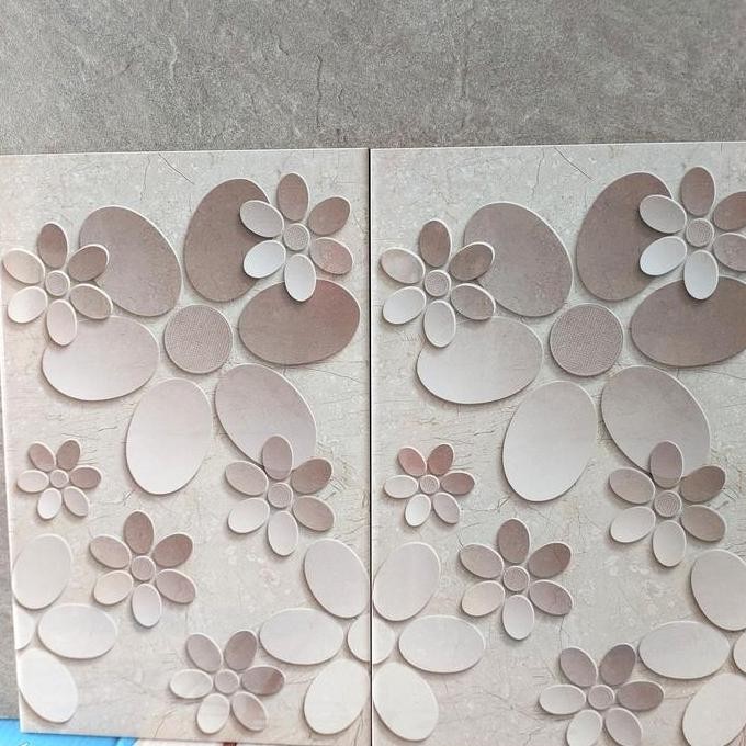 Terbaik Keramik Dinding Kamar Mandi 25X40 Glossy-Coklat Circle Line 100% Ori
