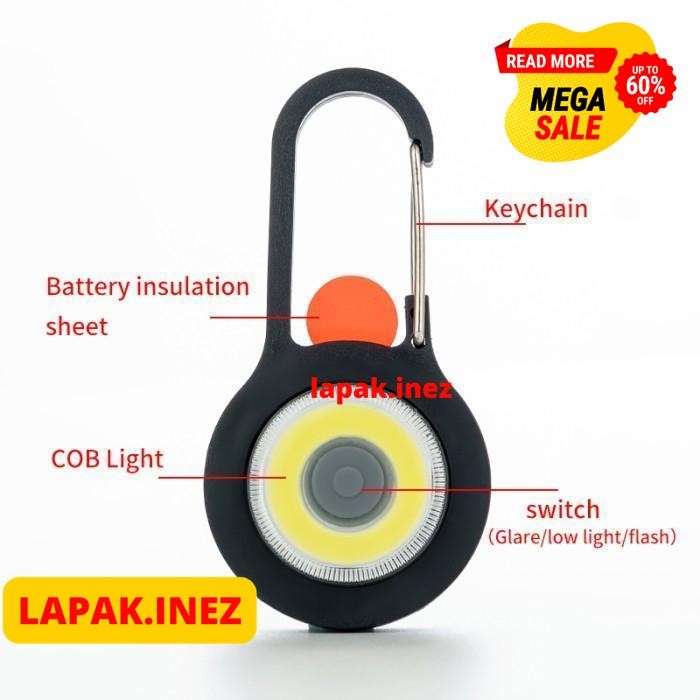 GANTUNGAN KUNCI SENTER LAMPU KEYCHAIN CARABINER LED COB 3 MODE BY INE'Z COLLECTION