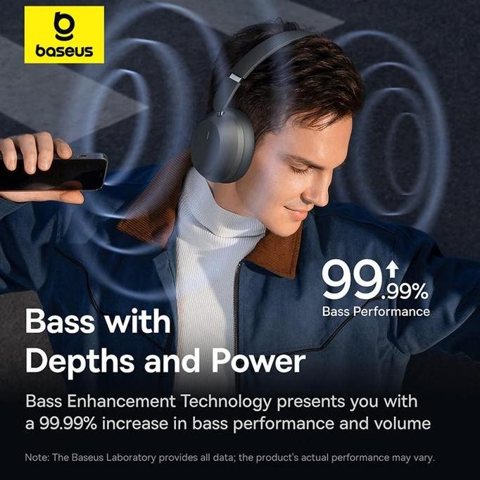 Baseus Bass 35 Max Headphone Bluetooth Passive Noise Cancellation -  Wireless Earphones/ Headset Ori
