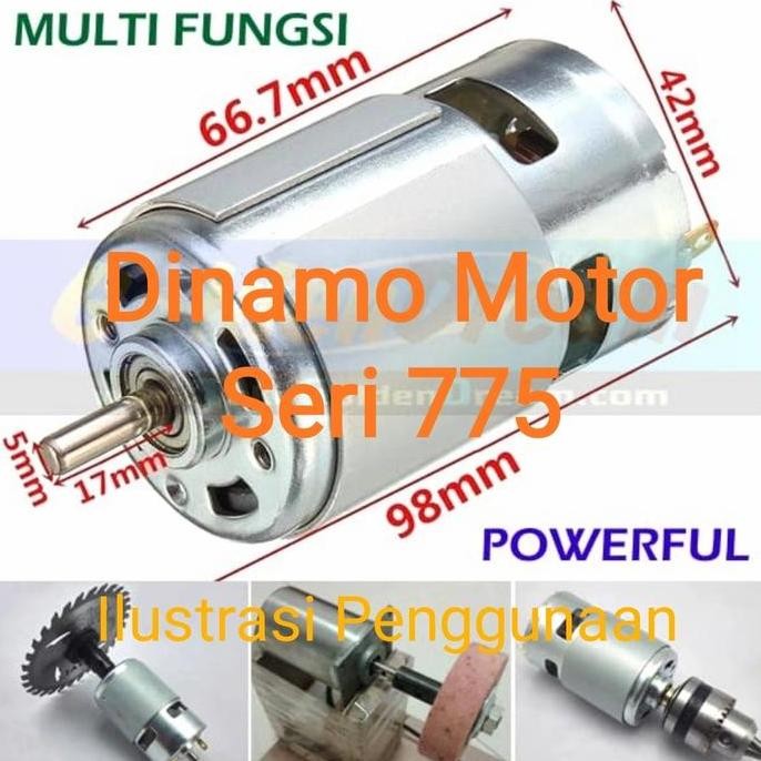 Gearbox Dinamo Motor Type 775 DC 12V High Speed Torsi Bor Gerinda original