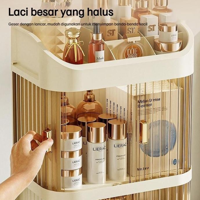 (Expert) COD3 Tingkat Rak Kosmetik Dengan Laci Anti Debu Multifungsi / Tempat Penyimpanan Make Up De