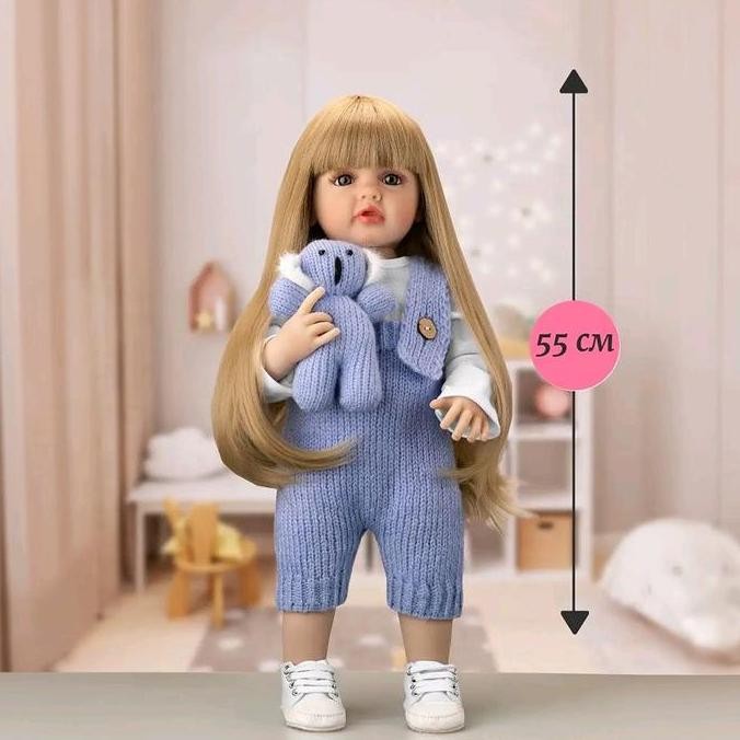 Boneka Reborn Baby Dolls Girl Real Life Newborn Baby Dolls Realistic Looking Brown Long Hair Girl Al