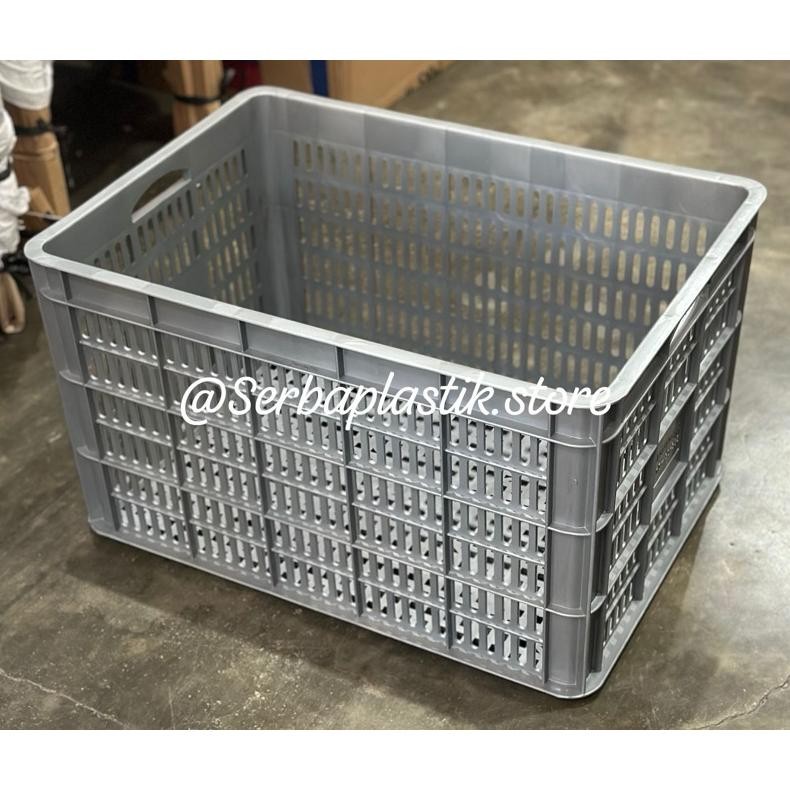 PROMO TERBATAS keranjang abu tatak size JUMBO / rak susun kontainer abu pabrik / krat buah sayur rak