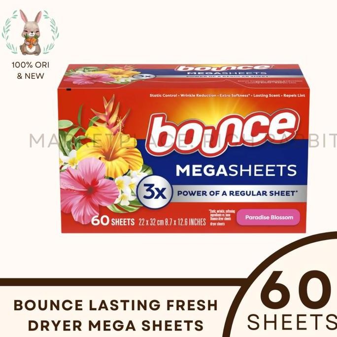 Bounce Lasting Fresh 60 Sheets Dryer Mega Sheet Anti Kusut Pengering Baju Ori Usa
