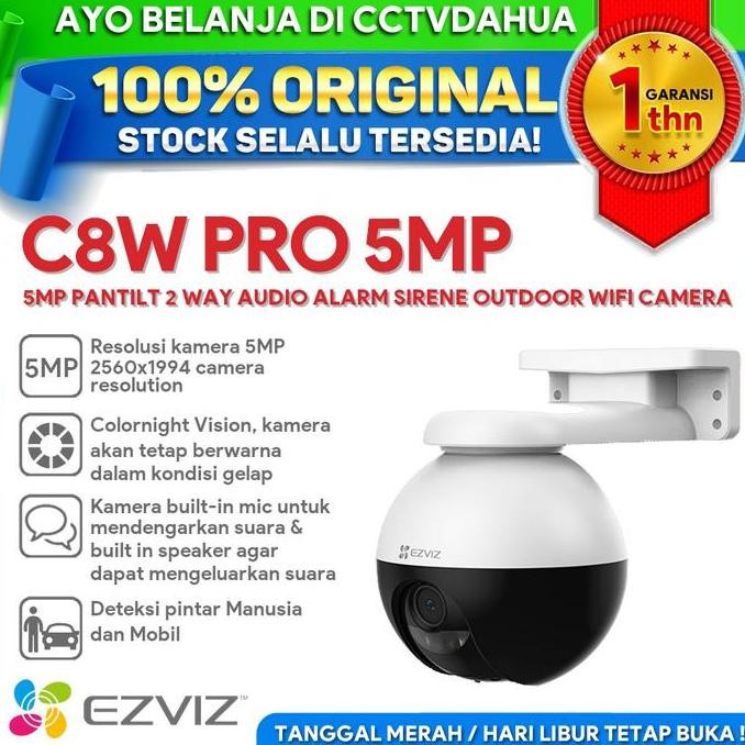 EZVIZ C8W PRO 5MP PANTILT 2 WAY AUDIO ALARM SIRENE OUTDOOR WIFI CAMERA