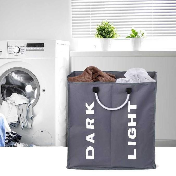 Keranjang Baju Pakaian Kotor Lipat Sekat Foldable Laundry Bag Basket