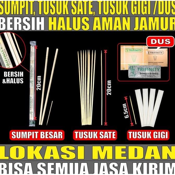 Sumpit Bambu Trifinity + Tusuk Gigi Higienis + Tusuk Sate Dus Js Krm Medan