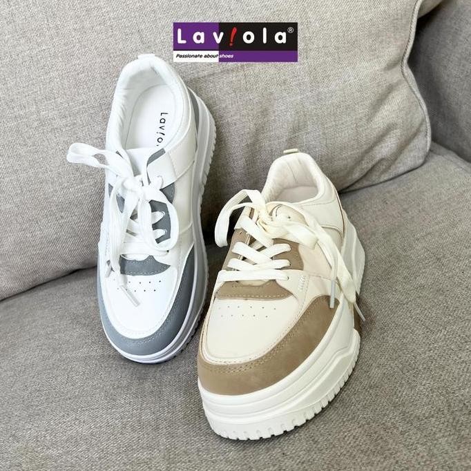 Laviola 4599 Lsb - Sepatu Sneakers Casual Wanita Apricot Dan Grey Shoes Kasual