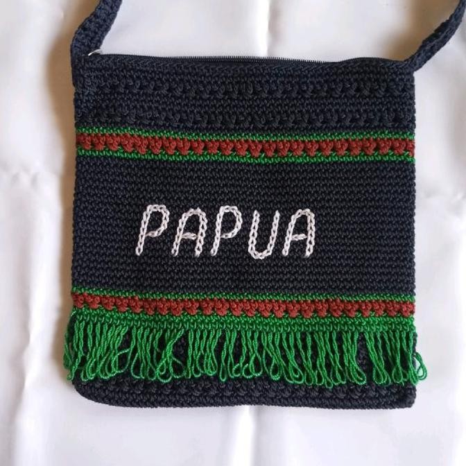 TAS SELEMPANG RAJUT RUMBAI NOKEN PAPUA BIG SIZE ORIGINAL DAN TERPERCAYA