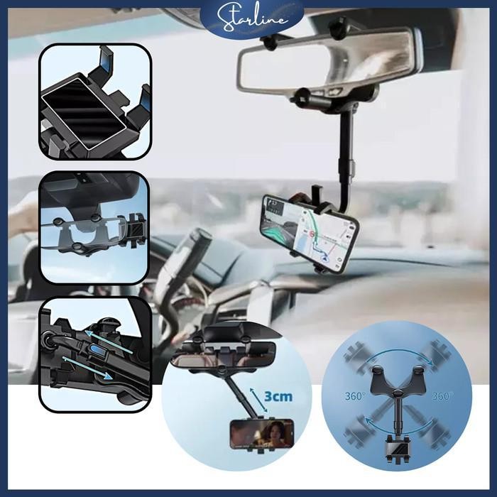 JDM Holder Mobil Spion Jepit Fleksibel 360 Car Phone Holder