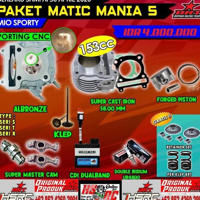 PAKET KOMPLIT BORE UP BRT MIO Karbu Nouvo 150cc Boring 58 kop silinder