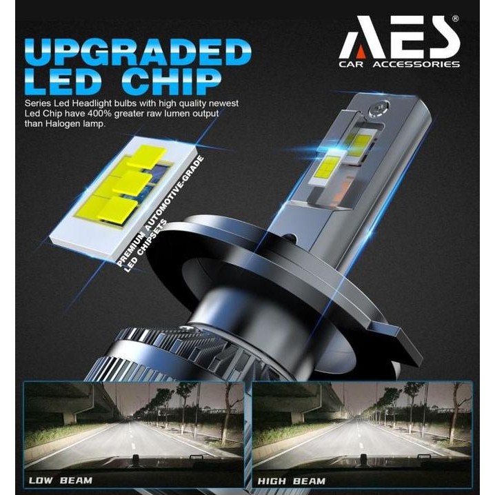 Lampu Led Headlight Turbo AES H4 H11 65 Watt High Quality Lampu Utama H4 AES Original