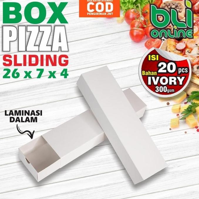 (Expert) Box Pizza Sliding POLOS 26 x 7 x 4 / isi 20pcs / Box Pizza Panjang / Box Pizza persegi / Ko
