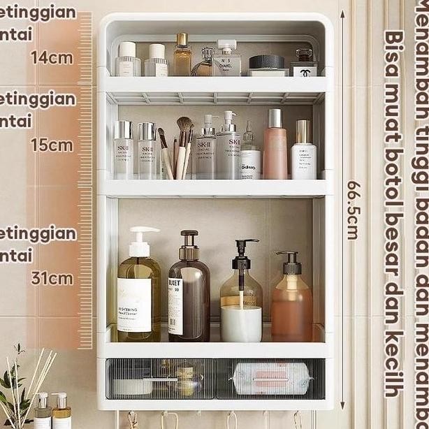 Kamar Mandi Aesthetic Storage Kamar Mandi Lemari Plastik Kamar Mandi Rak Mandi Tempel Tertutup Rak U
