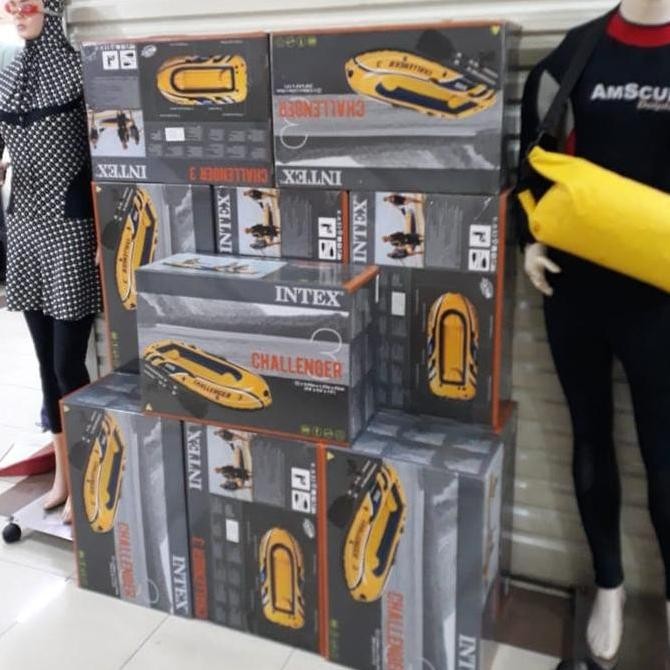 Perahu karet INTEX muat 3-4 orang,Sama Dayung fiber 2 ,pompa set LAT