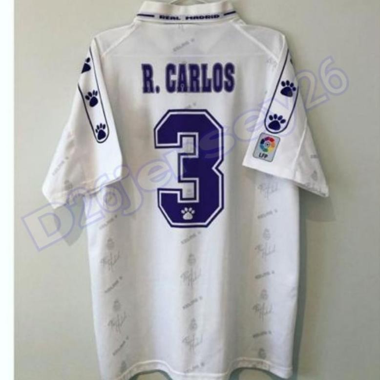 Jersey RETRO Real Madrid Home 1994 / 1995 OFFICIAL + Cetak nama nameset suka suka Font RETRO