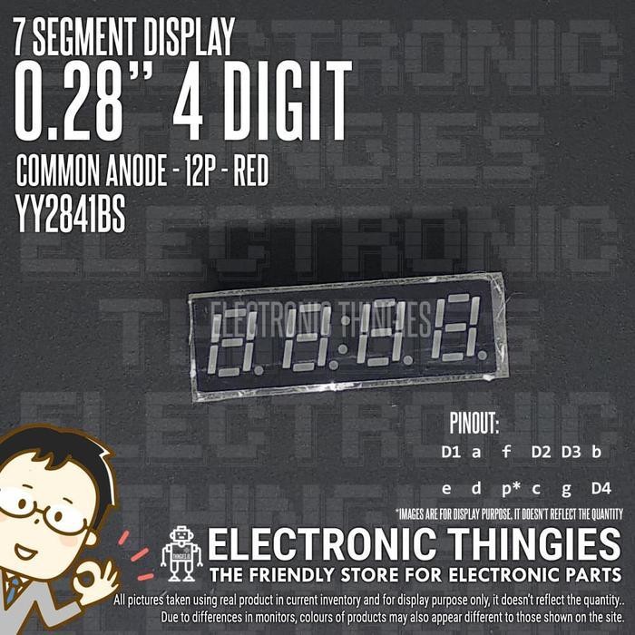 Seven Segment 0.28" 4Bit Ca Red Common Anode 7 Segmen Termurah Best Quality 100% Original