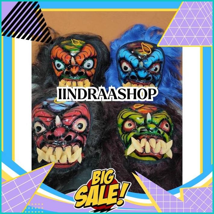READY Topeng Buto Ijo / Topeng Gedruk Mika / Topeng Tradisional Gedruk Mika / Topeng Rampak Buto SAL