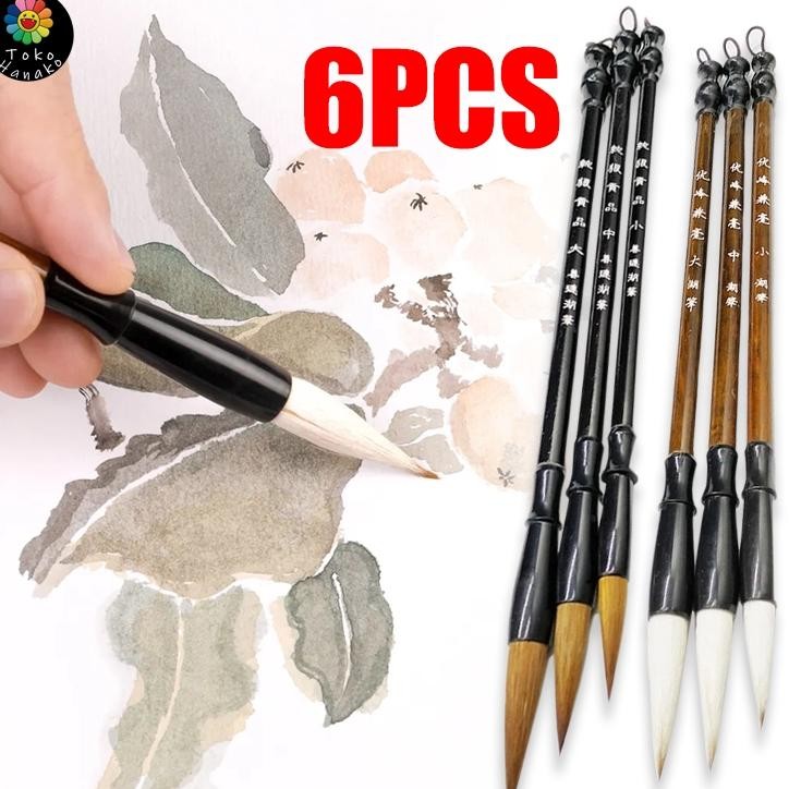 6 Pcs Kuas Tulis Kalrafi China Maobit Cina Kuas Kalrafi Cina