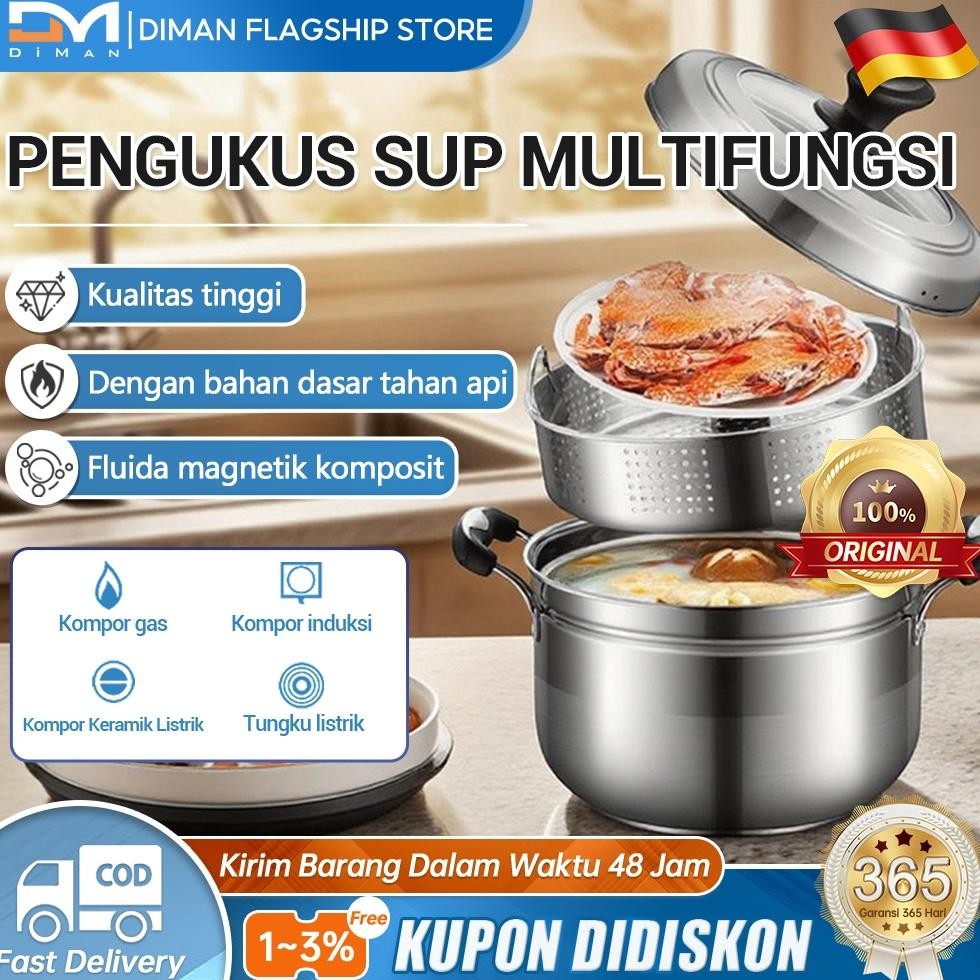 Omicko Panci kukus stainless steel berkualitas tinggi, panci kukus multifungsi, panci sup, panci nas