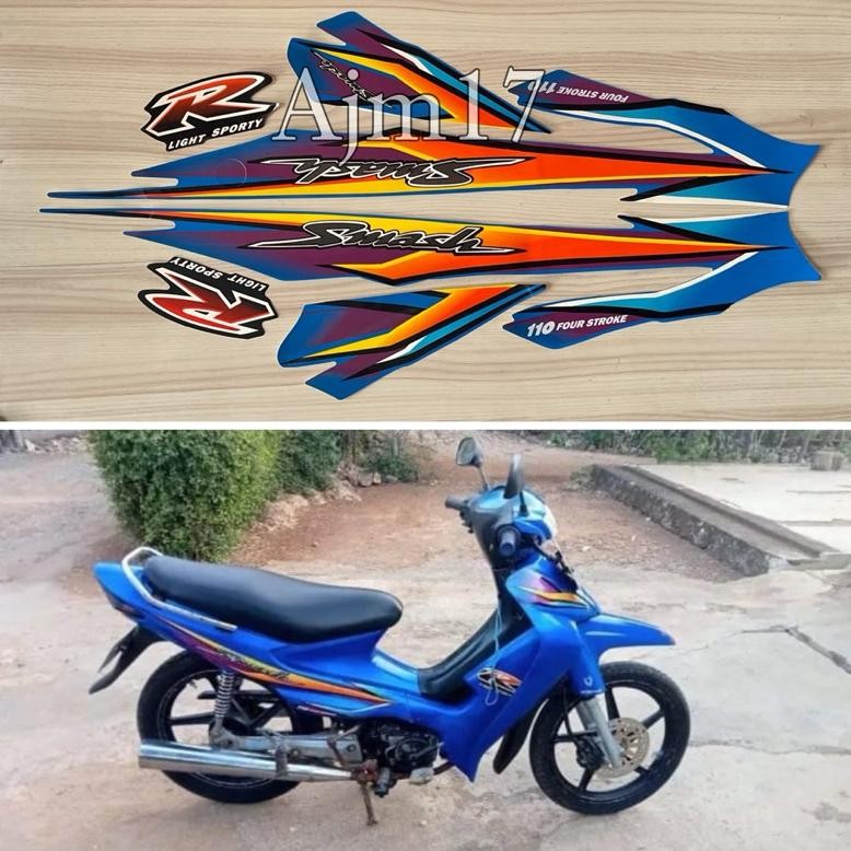 Stiker Striping Motor SMASH 2003 Biru