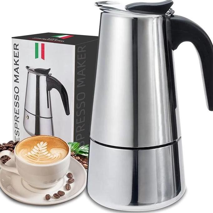 Alat Pembuat Kopi Moka Pot Espresso Maker Coffee Maker Stovetop Stainless Steel Alat Seduh Pemanas T