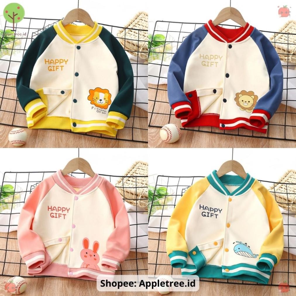 Trendy (6Bln-4Thn) Jacket Baseball Anak /Jacket Kancing Bahan Tebal / Jacket Anak Cowok / Jacket Ana