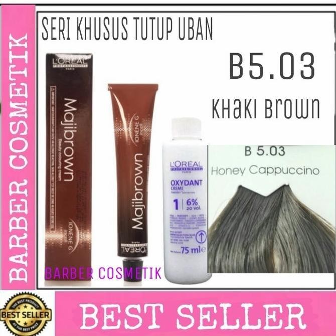 cat rambut loreal maji fashion maji brow majibrown B5.03 + oxidant
