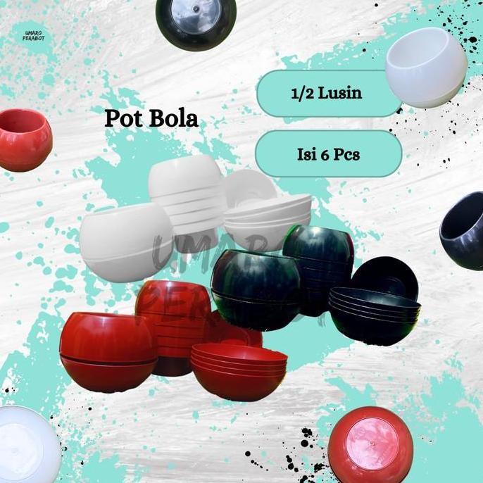 GROSIR 1/2 Lusin Pot Bola Ukuran L / Pot Bulat / Pot Plastik Bola / Pot Super Bola / Pot Tanaman / P