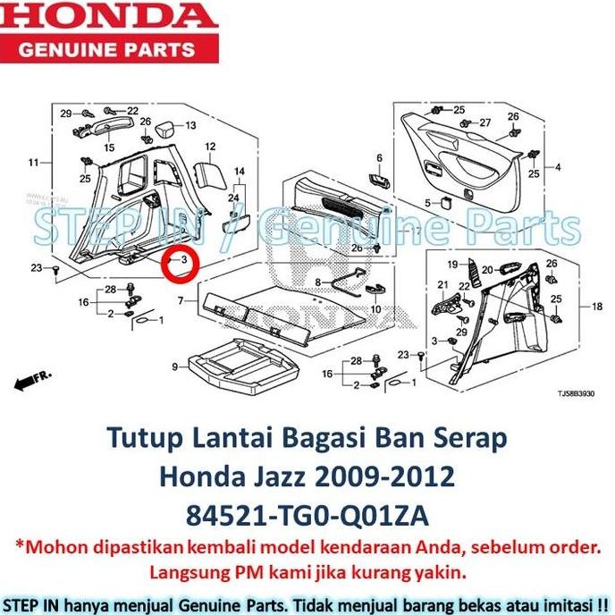 Cover bawah Tutup ban serap lantai bagasi Belakang Honda Jazz GE6 GE8 RS S 2009 2010 2011 2012 2013 