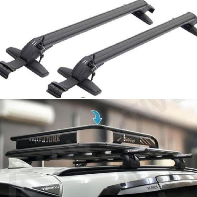Paket Roof Rack / Rak Bagasi dan Cross Bar Jepit Body Mobil Escudo