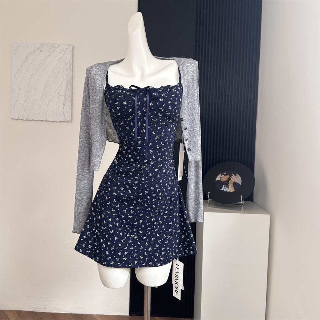 [COD] Gaun suspender bermotif bunga, gaun suspender, desain cewek seksi serbaguna, rok mungil