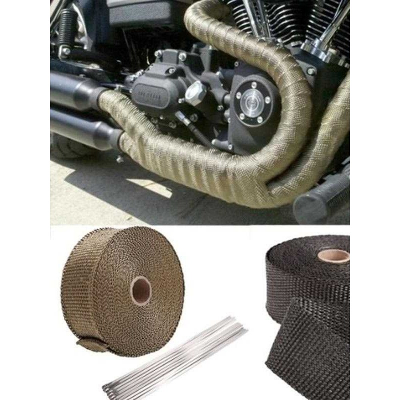 Lakban Peredam Panas Knalpot Motor Exhaust Wrap 50MM 10 Meter / Wrap Bungkus Knalpot Motor Custom- F