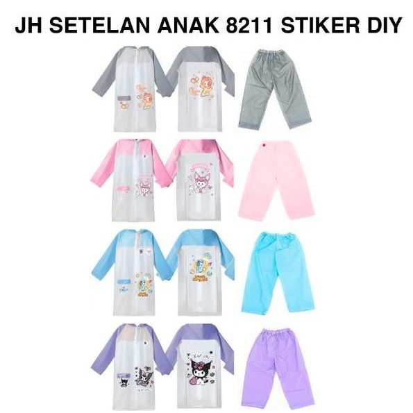 Jas Hujan Setelan 8211 DIY Kombinasi Anak perempuan laki laki Motif Stiker kartun Tempel Sendiri IQB