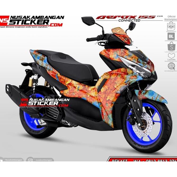 Stiker Aerox 155 VVA Connected Motif Karat 01 Motorcycle Original