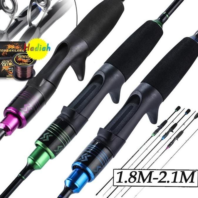 Sougayilang Joran Pancing Metal 1.8m 2.1m Casting/Spinning Karbon Fiber 2 Section Max Drag 6kg Saltw
