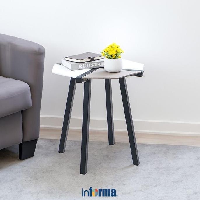 TERBARU - INFORMA DENVER MEJA TAMU KAKI METAL - PUTIH/HITAM