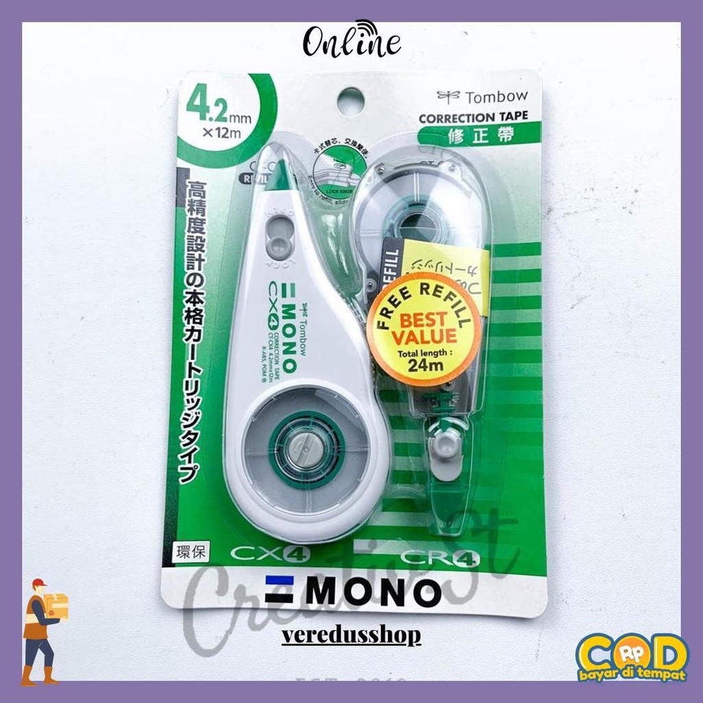 Tombow Mono Correction Tape Cx4Cr4 + Refill Tip Ex Tip-Ex Kertas Bisa Cod