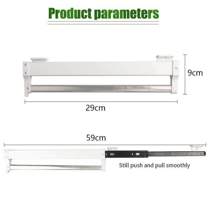 TERLARIS - Tarik-Keluar Lemari Pakaian Gantungan Baju Tarik rak Rel pakaian Penyimpanan Hanger Serba