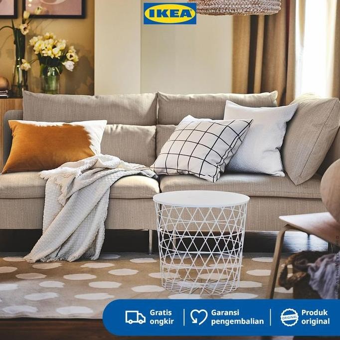 IKEA KVISTBRO Meja Penyimpanan Samping Sofa Putih Minimalis 44cm Furniture