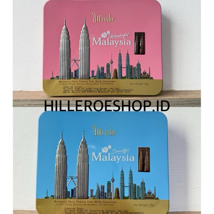 Coklat Alfredo 80Gram Tin Twin Towers Malaysia Fine Dark Milk Chocolate Cokelat Kaleng Malaysia