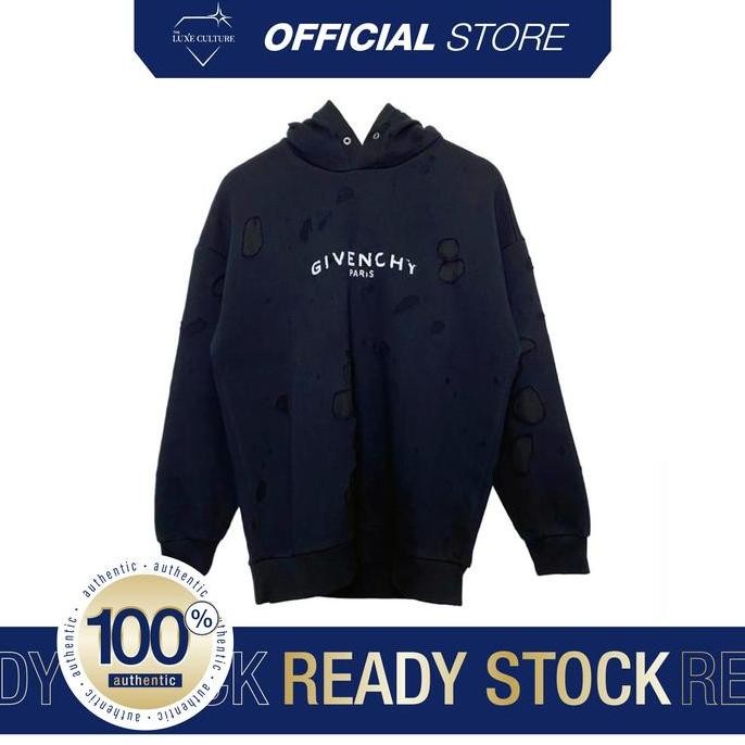 GVC Paris New Destroyed Black Hoodie / Hoodie Branded Original