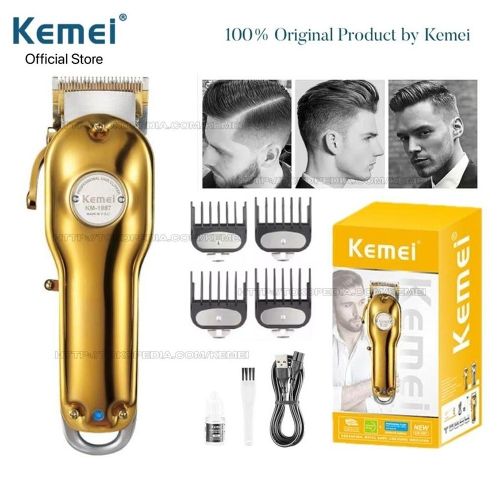 Kemei KM-1987 Alat Mesin Cukur Rambut Kemei Rechargeable Professional Metal Electric LCD KM1987