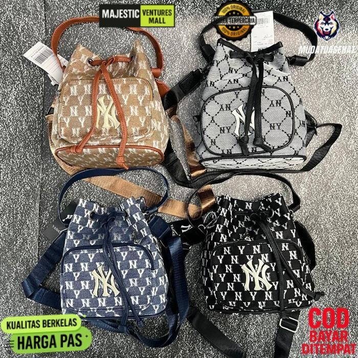 Promo Mlb Ny Jacquard Monogram Bucket Bag Slingbag / Bucketbag / Tas Serut / Tas Wanita / Tas Korea 