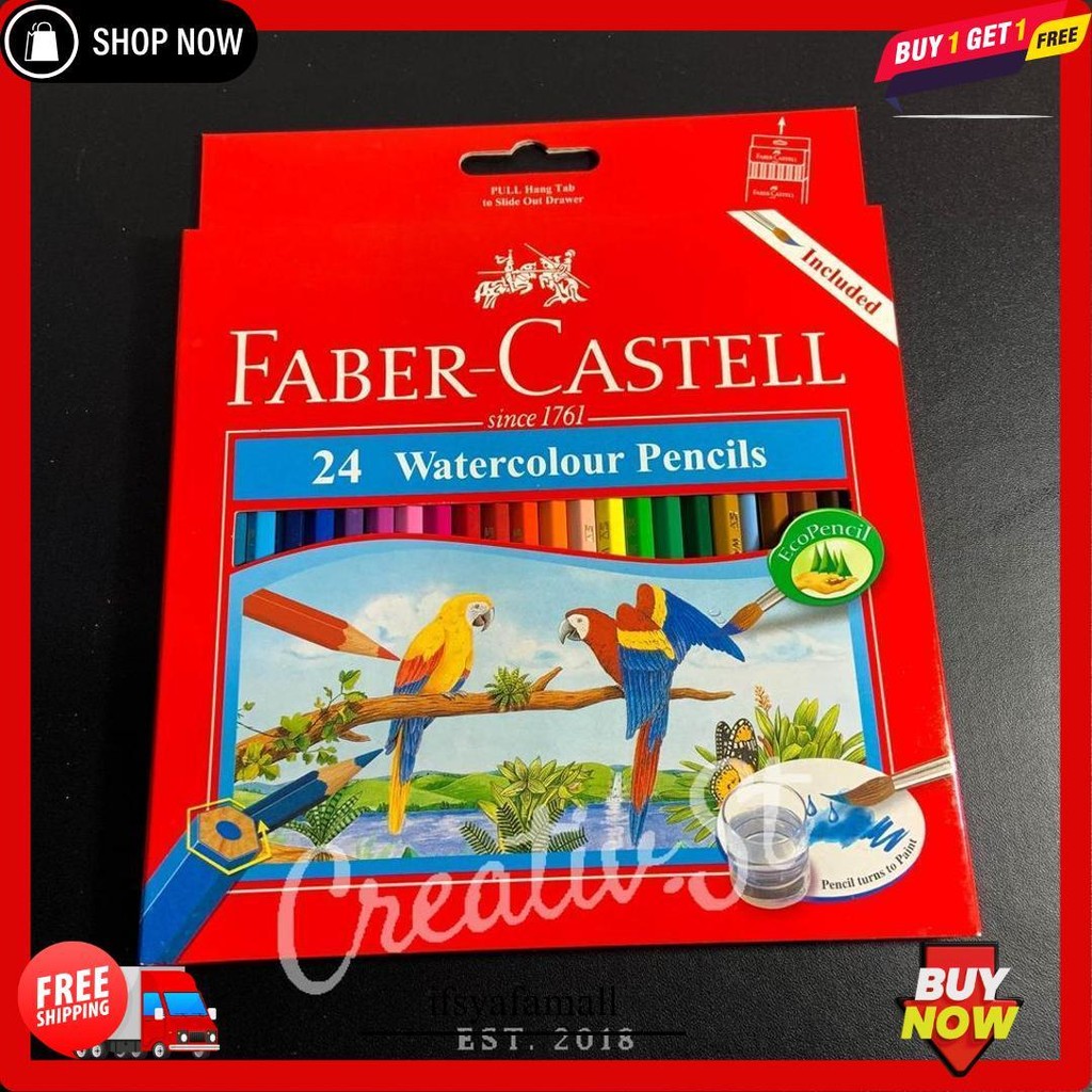 Faber Castell Watercolor 24 Pensil Warna Aquarelle Watercolour Water Color Cod