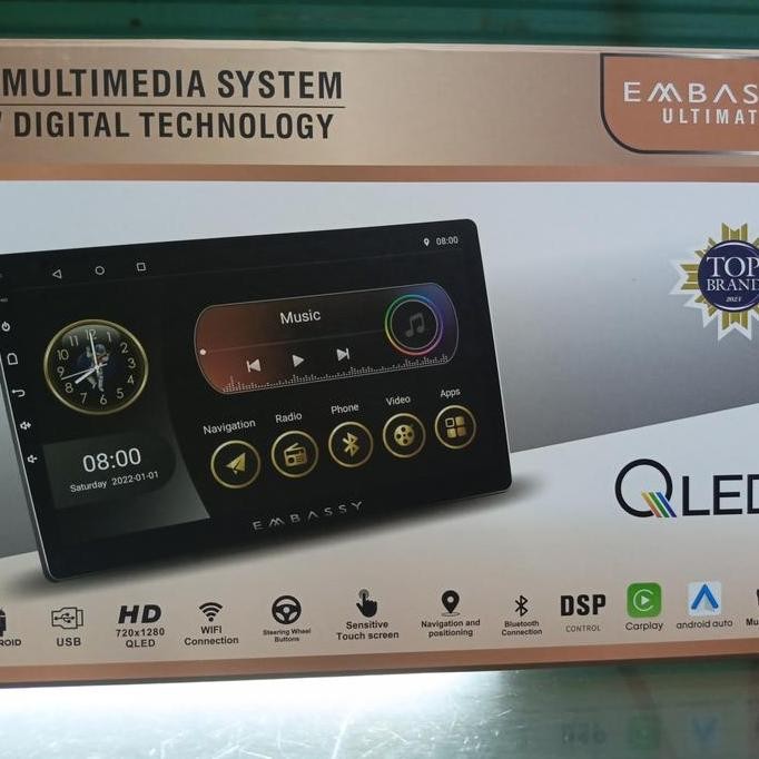 head unit Android embassy 9inch ram 2-32 layar  QLED